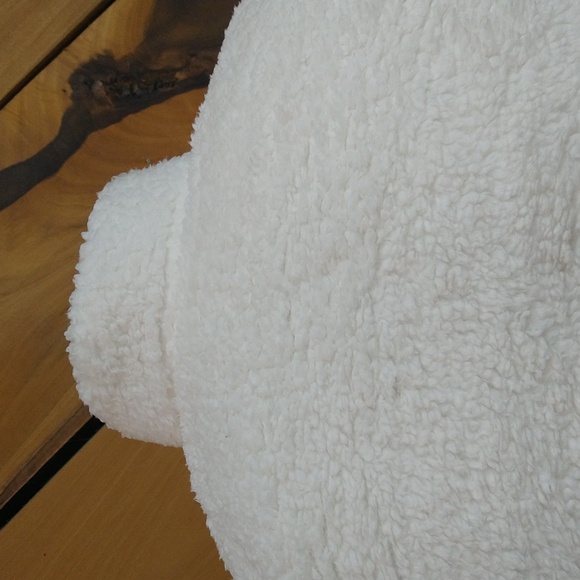 NEW! Men's Faux Shearling Half Zip-Up Sweatshirt Pullover, White - Picture 7 of 14